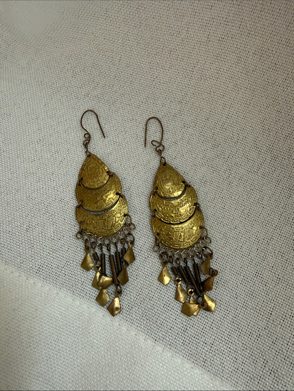 Vintage Gold-Tone Dangle Coin Chandelier Earrings